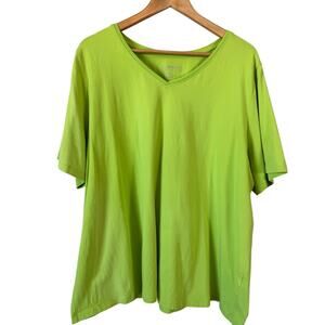 Catherines Suprema Top 2X Plus Lime Green Short Sleeve T Shirt Casual Everyday